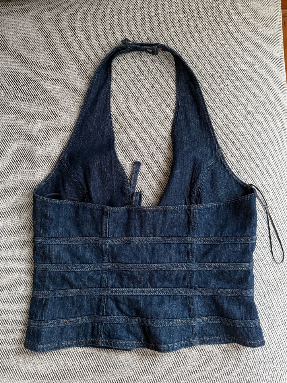 Reformation Kyleigh Denim Halter Top - Picture 2 of 3